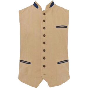 Canvas Austrian Tirol Waistcoat Sand Beige Made To Measure